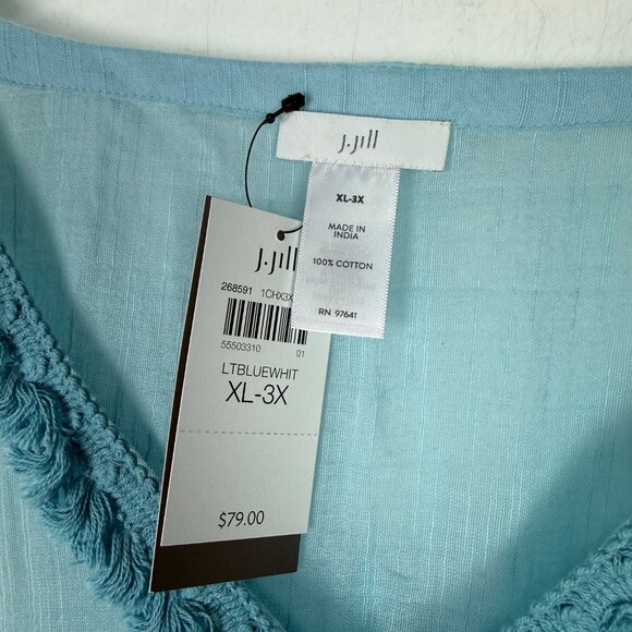 NWT J. Jill Ombre Poncho With Neckline Trim In Light Blue White Plus Size XL-3X - Picture 8 of 14